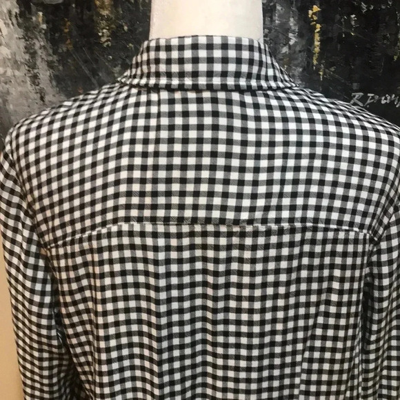 Jones New York Black and White Checked Gingham Button Down Shirt Tie Waist-M - Picture 7 of 11
